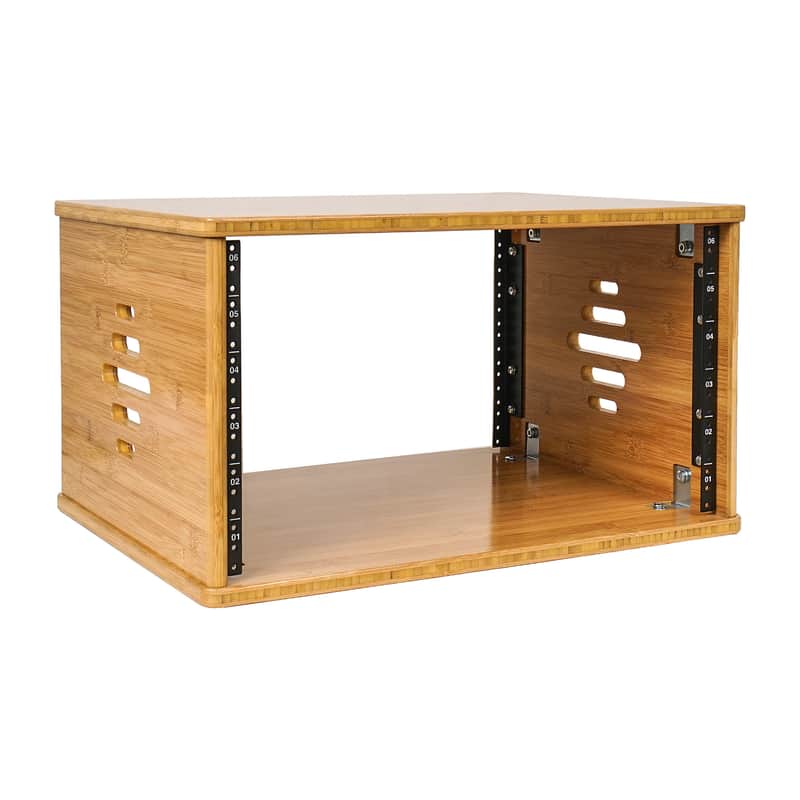 STBR-6U | DIY 6U Solid Carbonized Bamboo Studio Rack w/ 14.2" Depth, Ventilation for Recording Room, PA/DJ Equipment, Home Audio image 1