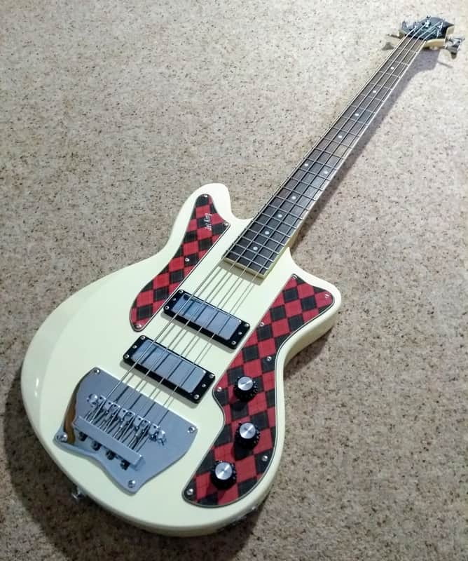 Ibanez Jet King JTKB200 bass (2009), Ivory finish with 'Argyle' pickguard plus new gig bag image 1