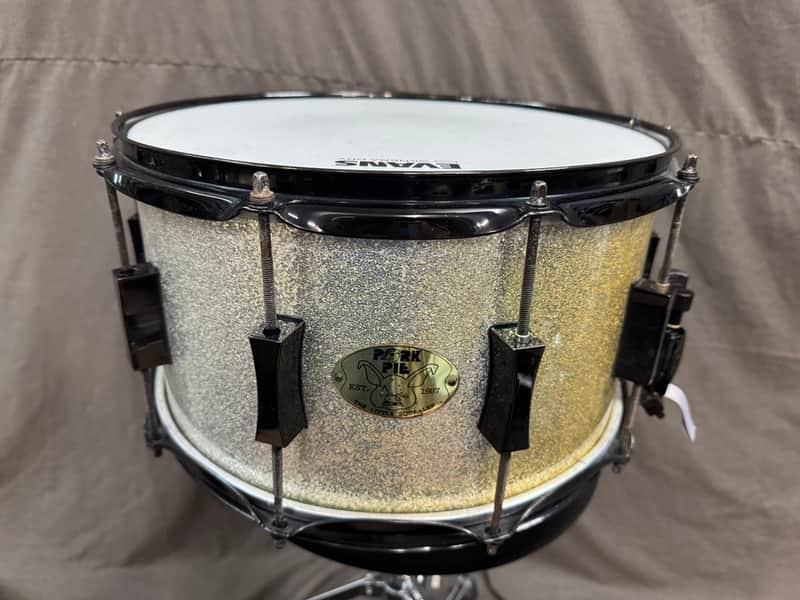 Pork Pie Little Squealer 8x14" Maple Snare Drum 2007 - 2010 - Silver Sparkle with Black Hardware image 1