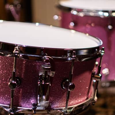 Click Icon 4pc Maple Drum Set Satin Pink Sparkle Shell Pack 18 14 10 14 image 9