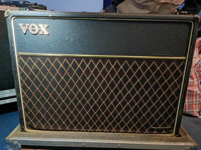 Vox AC-30/6 Twin Top Boost 3-Channel 30-Watt 2x12" Guitar Combo 1963 - 1965 - Black with Brown Diamond Cloth image 1