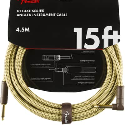 Fender Deluxe TWEED Guitar/Instrument Cable, Straight-Right Angle, 15' ft image 15