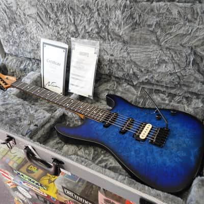Schecter CUSTOM SHOP USA Sunset Custom-II - Ocean Blue Burst Satin 6-String w/ Case image 9