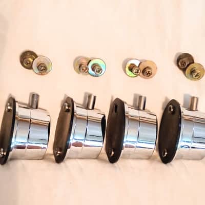 PACIFIC LOT OF 4 BASS DRUM LUGS w/ SCREWS- CHROME- FREE SHIP TO C-USA! image 2