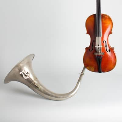 Jar Krumphans Praha Resophonic Violin, c. 1900, black hard shell case. image 1
