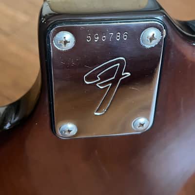 1975 Fender Mustang Bass & hard case - Transparent Walnut - Clean! image 12