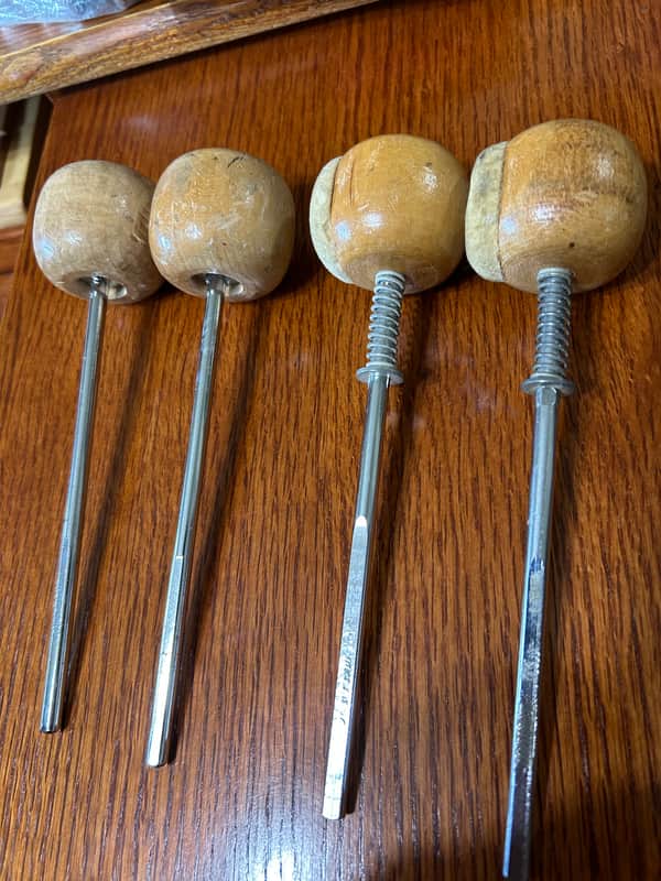 Wooden Bass Drum Beaters 2 With Springs 2 Without Springs image 1