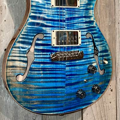 PRS Hollowbody II Piezo  Electric Guitar, Faded Blue Jean, Insane Flame, Help Support Small Business & Buy It Here ! image 3