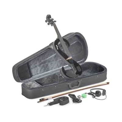 Stagg EVA 4/4 BK S-Shaped 4/4 Electric Viola Set w/Case, Straps, Bow, Rosin, Headphones & 9V Battery image 2