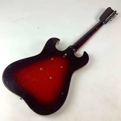 Silvertone 1457 with Case Amp W Tremelo 1964 - 1967 - Red Burst 2 pickup image 8