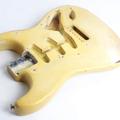 RARE 1963 Vintage Fender Stratocaster BODY 4-Bolt Refinished White/Blonde (Original Sunburst Finish) Strat USA 1960s L-Series Pre-CBS image 9