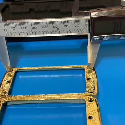 Humbucker Pickup Mounting Rings Curved Bridge and Neck Ornate Gold Metal set of 2 image 6