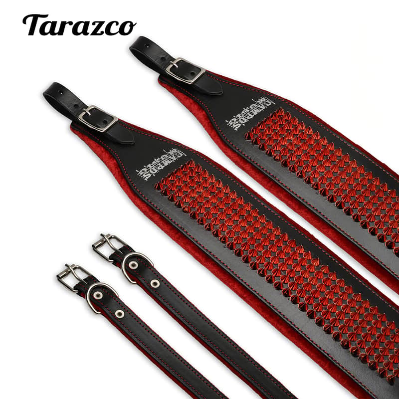 Tarazco Red/Black Red Studded Accordion Shoulder Straps - Premium Comfort and Style image 1