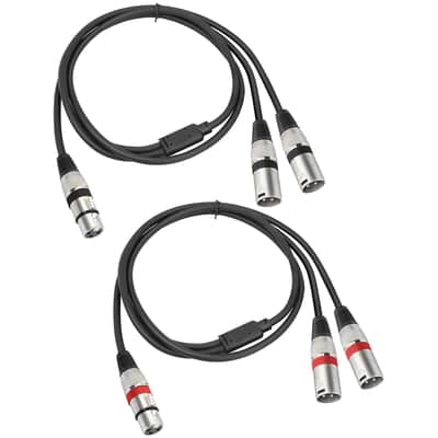2 Pack 5 FT XLR Female to Dual XLR Male Y Splitter Cable, Female XLR to 2 Male XLR Y Cable,XLR Splitter 1 Female to 2 Male for Micphone Mixer image 1