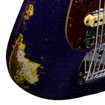 Fender Custom Shop Bass VI Journeyman Relic - Purple Sparkle over Graffiti Yellow image 10