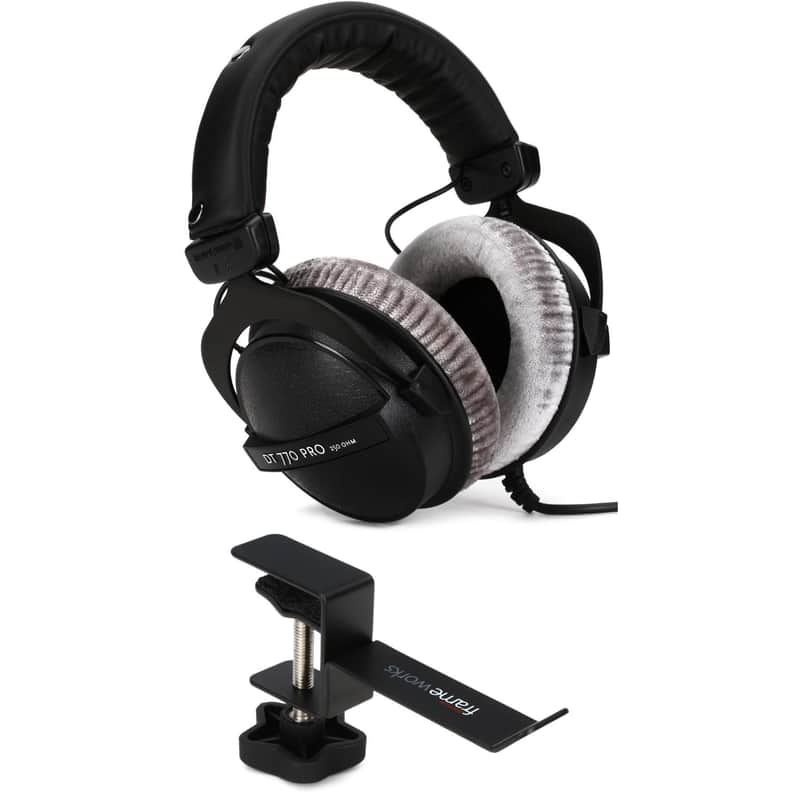 Beyerdynamic DT 770 Pro 250 ohm Closed-back Studio Mixing Headphones with Headphone Holder and Extension Cable image 1