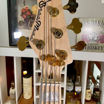 LEFTY Bass Mods Custom 5-String bass (strung righty): Poplar top, Birdseye Maple Fingerboard, image 6