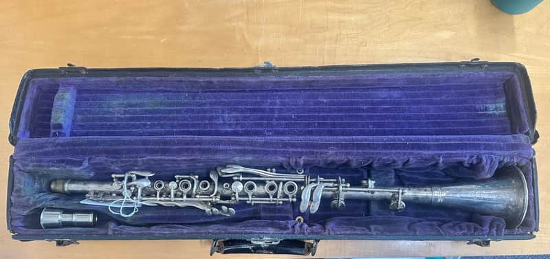 Vintage 1930s Pedler Metal Clarinet - US Military Marked - w/ Cundy-Bettoney Case image 1