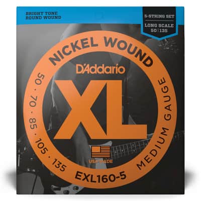 D'Addario EXL160-5 5-String Nickel Wound Bass Guitar Strings, Medium, 50-135, Long Scale image 2