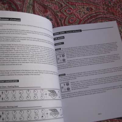 very near A+ (rarely handled) genuine Mesa Boogie Owner's Manual for Express Series 5:25 & 5:50  (NO amp included) from late 2000s/early 2010s, White Paper w/  Black Print/Graphics, 34 TOTAL pages Front Outer Cover to Back Outer Cover, 8 & 1/2" W x 11" H image 8