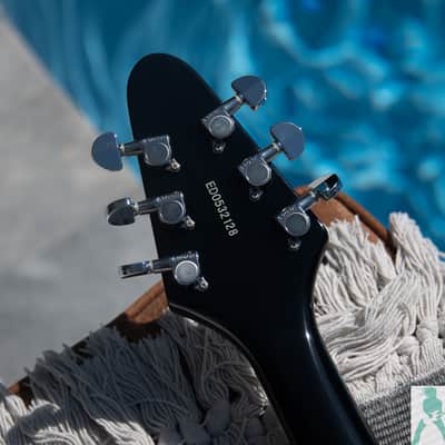 2005 Edwards  E-FV-CTM - Black Flying V w Block Inlays & Mirror Pickguard - EMG H4 & Seymour Duncan PU's - Pro Set Up w Perfect Frets/Action/Intonation! image 5