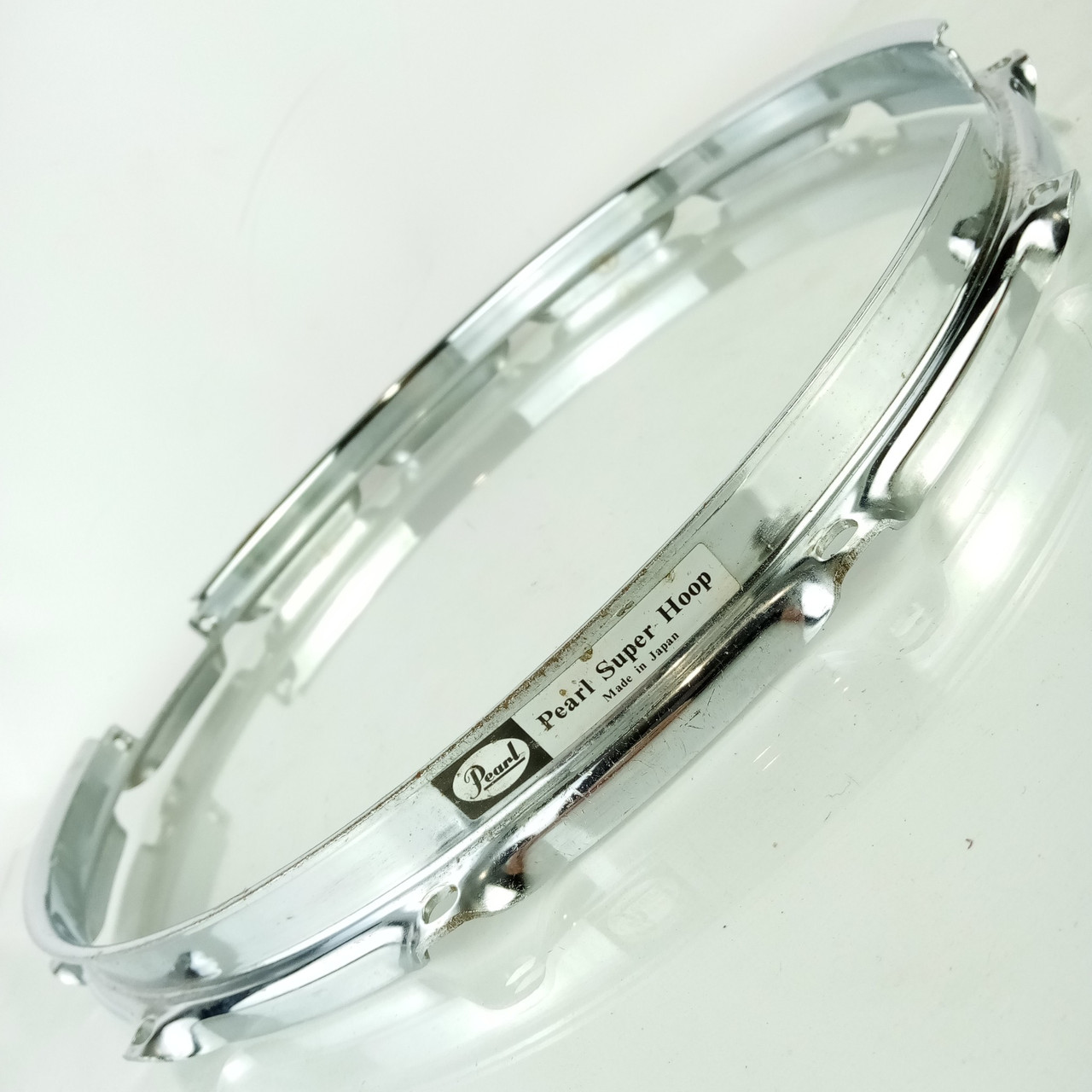 Pearl 14"12Lug Super Hoop 2.3mm Chrome Steel Snare Drum Batter Rim 90s Japan MIJ — main photograph