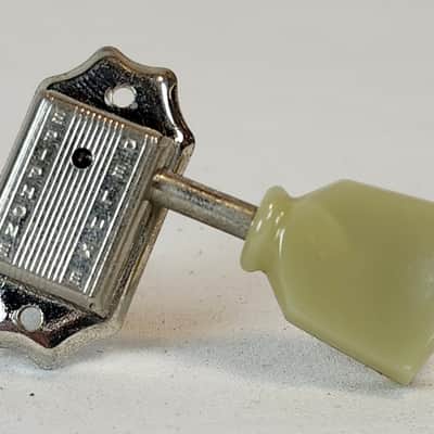 Vintage Epiphone Deluxe Bass Side Tuning Machine, Nickel, Green Keystone Button image 1