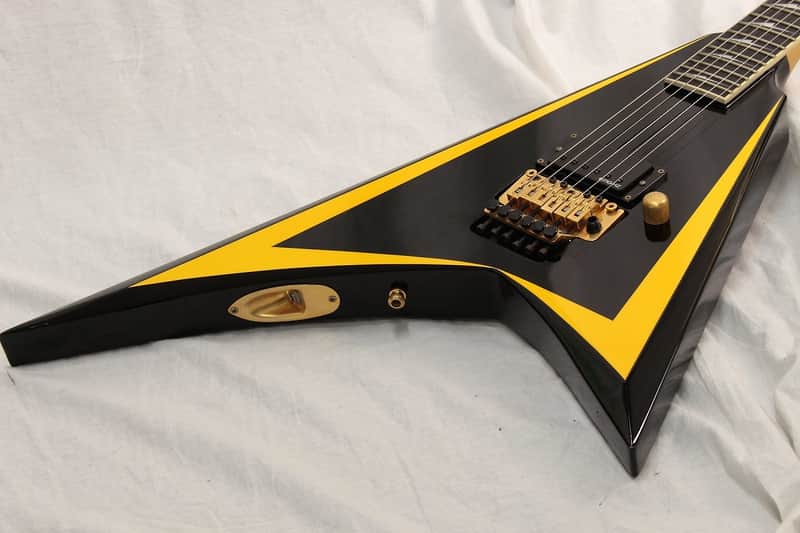Edwards E-AL-128 EMG-ALX Mod Alexi Laiho Signature Black with Yellow Stripe image 1