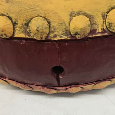 Vintage Chinese Tack Double Sided Painted Hand Drum 10 X 4 image 6