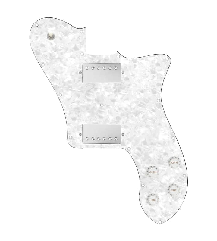 920D Custom 72 Deluxe Tele Loaded Pickguard With Nickel Cool Kids Humbuckers, White Knobs, and White Pearl Pickguard image 1