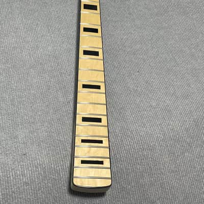 Black head Black binding 4 string electric bass neck jazz bass stainless steel 20 frets gloss Maple guitar neck 34inch hole 18mm Black block inlay。 image 2