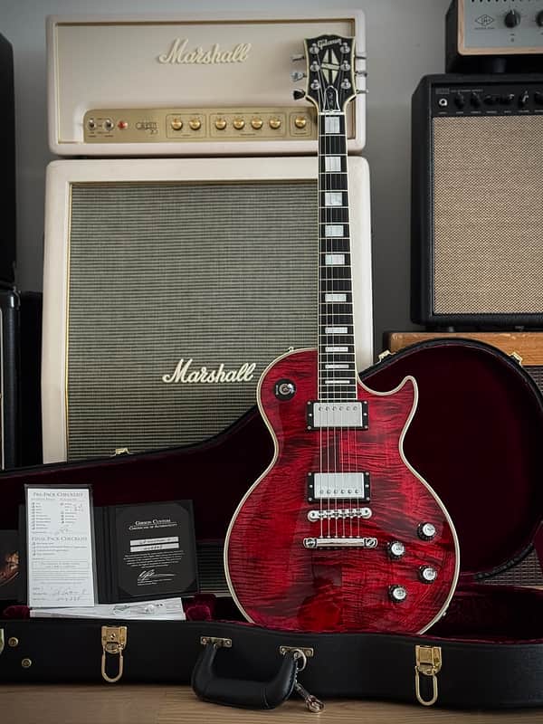 Gibson Custom Shop Les Paul 1968 Custom Fire Tiger Aus Erstbesitz, Flamed Top, nur 4,24kg, div. Upgrades! 2010 - Red Fire Tiger Flame image 1