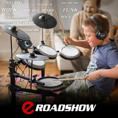 Pearl ERS1000 eRoadshow Electronic Drum Set, Complete Kit with Four Quiet Mesh Pads, Two Pedal Controllers, Cymbal Pads, Throne, Drum Rack, Headphones, and Sticks image 4