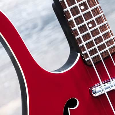Danelectro '58 Longhorn Bass Red Hot Semi-Hollow Body 4-String Electric Bass image 9