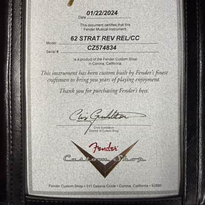 Fender Custom Shop ’62 Stratocaster Relic 2024 COA Included RARE Reverse Headstock (157) image 7