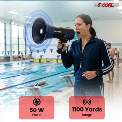 5 Core Megaphone 50W Bluetooth Rechargeable Bullhorn 1100 Yards Loud Siren for Soccer Baseball Coach image 3