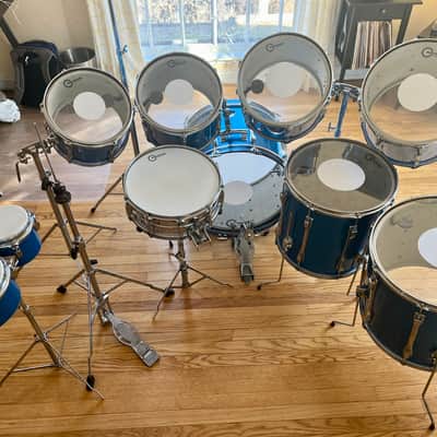 Ludwig 10 piece Mach Lug 1976 Blue Satin Drum Set image 4