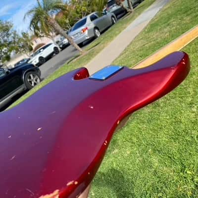 1974 Fender Jazz Bass Candy Apple Red with Maple Neck w/ Original Case 8.7 lbs image 17