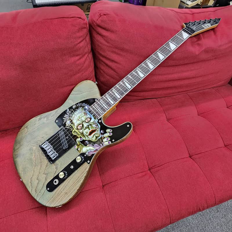 Custom Tele-Style Partscaster Frankenstein w/ ESP LTD Alexi Laiho Neck, Dual Blade Humbucker & Satin Green Finish image 1