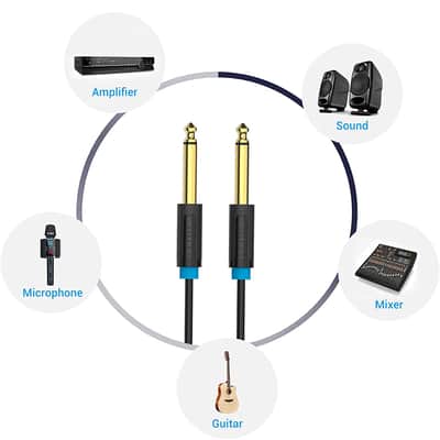 VENTION 6.35mm to 6.35mm Guitar Cable 2m (RRP £12.99) from Sinners Music image 2