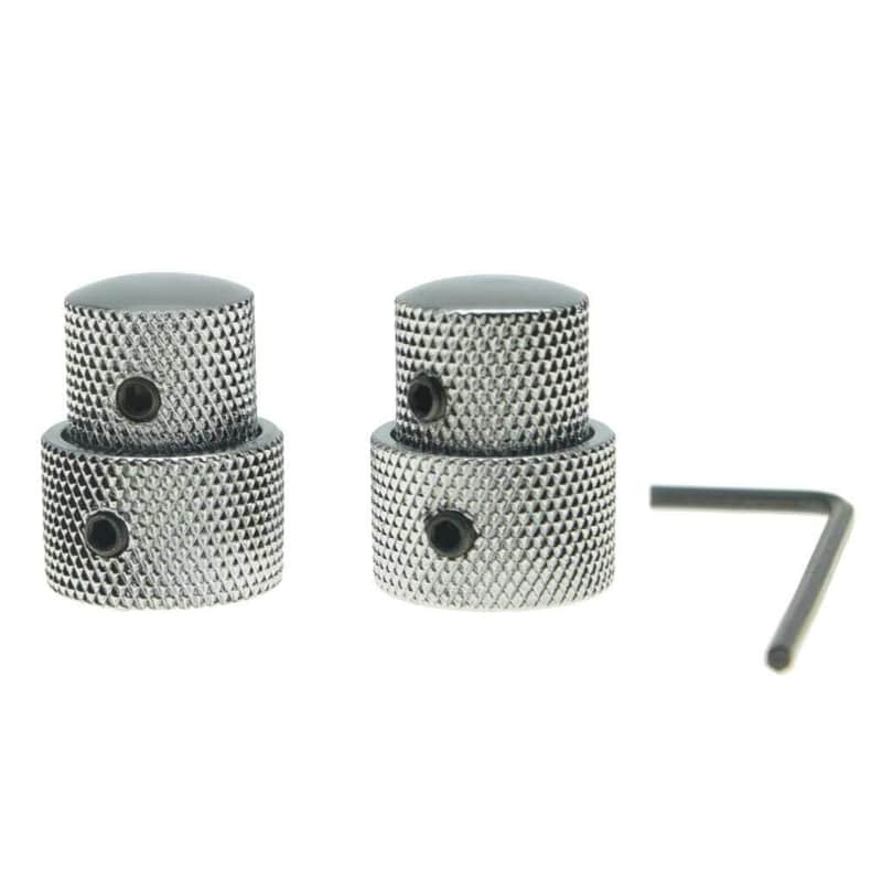 *NEW 2 CONCENTRIC CONTROL KNOBS for Guitar+ Bass Volume Tone Knurled Chrome image 1