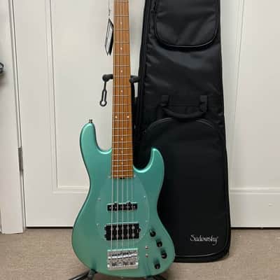 Sadowsky MetroExpress 21 Fret Vintage M/J Bass 5 String Maple Fretboard - Sage Green Metallic image 1