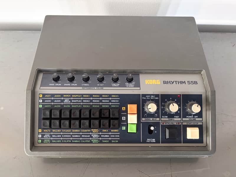 Korg KR-55B Rhythm 55B Analog Drum Machine 1980s - Gray and Blue image 1