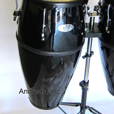 Toca Synergy Series Fiberglass Conga Drum Set w/ Stand - Black image 2