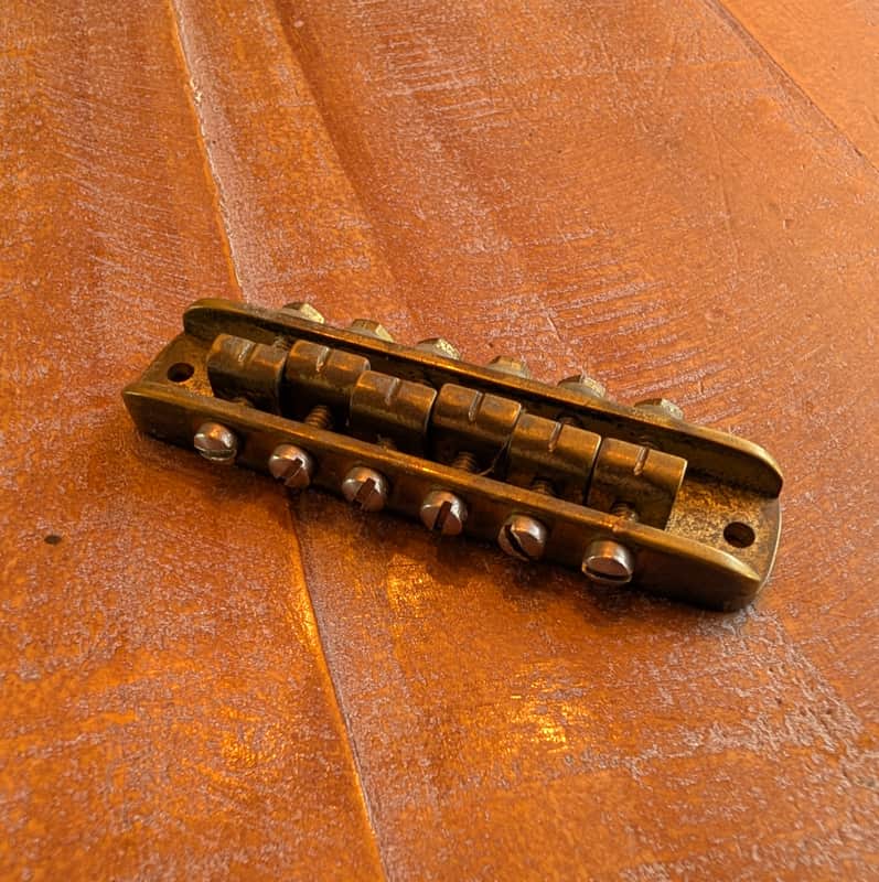 Stars Guitars Alembic Tune-O-Matic Guitar Bridge BRANDED 1970s Brass image 1