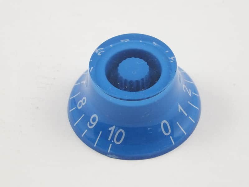 4 Blue Top Hat Bell Knobs fits Epiphone, Les Paul, SG, Casino guitars with 18 spline metric Pots image 1