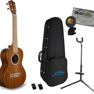 Lanikai MAS-T All Solid Mahogany Tenor Ukulele Bundle w/Bag, Stand, Tuner, and Cloth image 1