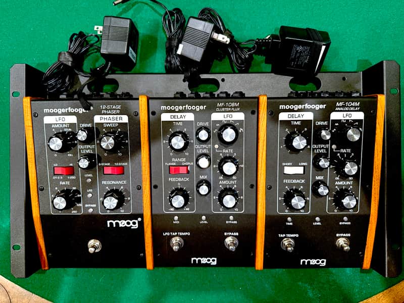 Moog Mooger Fooger Trifecta - 12-Stage Phaser, Cluster Flux & Analog Delay with Rack and PSUs • LIKE NEW • MINT image 1