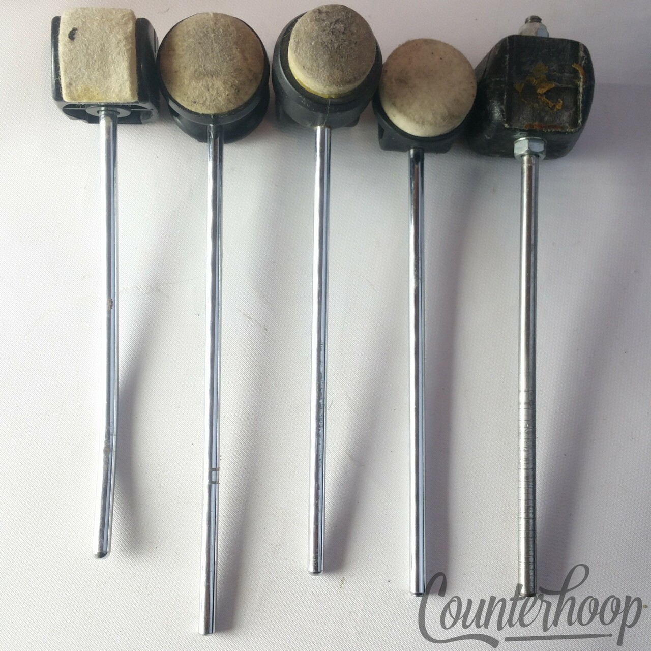 DW/Pearl/Rock++ 5x Modern Single-Sided Bass Drum Pedal Beaters Parts Lot Felt — main photograph