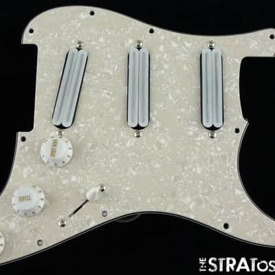*NEW High Output Rails LOADED PICKGUARD for Fender Strat Aged Pearloid 11 Hole image 1